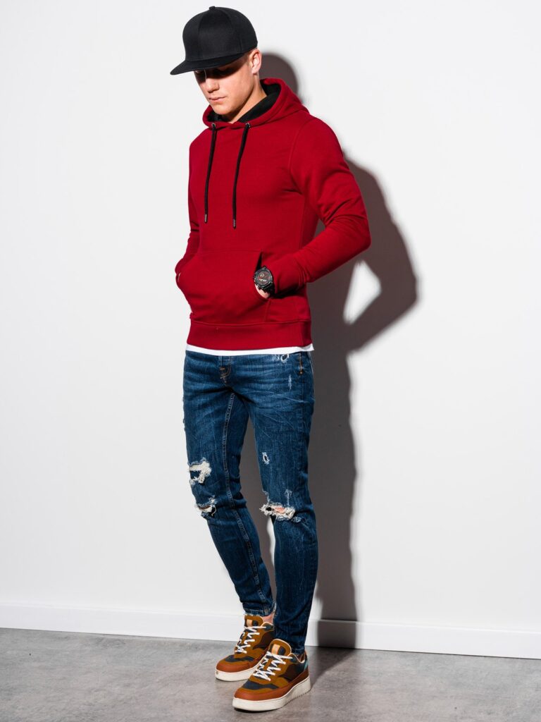 Men's hooded sweatshirt - dark red B1224 | MODONE wholesale - Clothing For Men